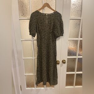 Black Ditsy Floral Midi Dress - Size L - Zara